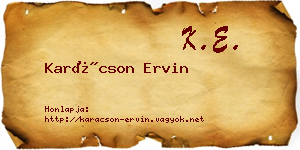 Karácson Ervin névjegykártya