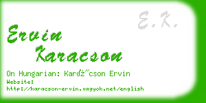 ervin karacson business card